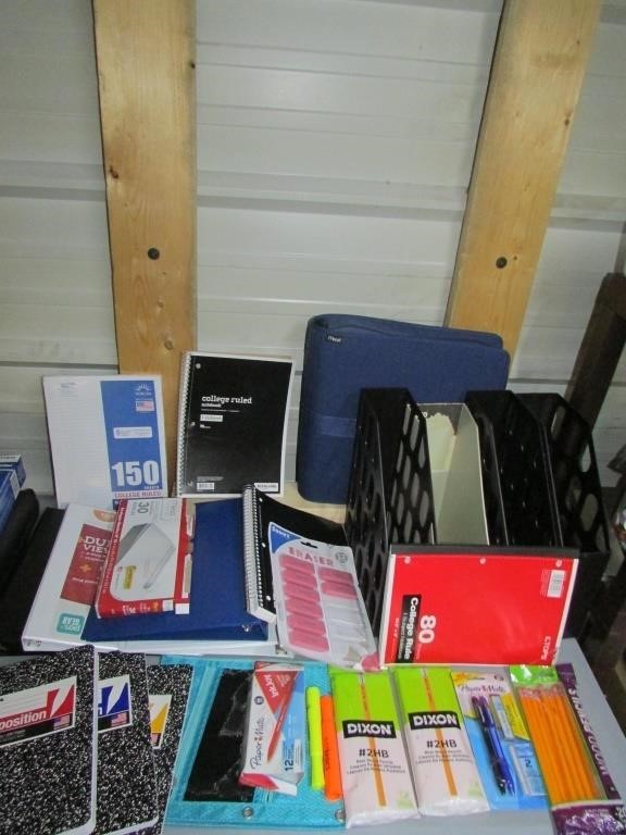 Black Crate of Various Office or School Supplies