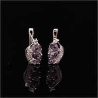 Sterling Silver Syn Alexandrite & Zircon Earrings