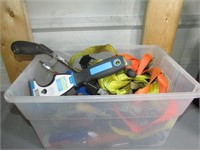 Bin of Various Tools, Strapes, Parts Etc