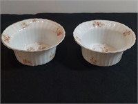 2pc Ruffled Bowls Porcelain Cabbage Roses Germany