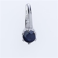 Sapphire & Zircon Sterling Silver-tone Pendant