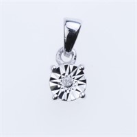 Illusion Setting Round Diamond Silver-tone Pendant