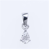 Illusion Setting Pear Diamond Silver-tone Pendant