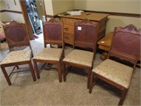 SET OF 4 COUNTRY TABLE CHAIRS -ONE MISSING CARVING