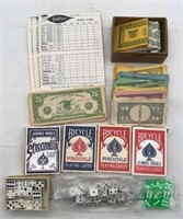 Old & New Game Pieces, Money & Dice For