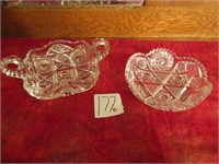 2 CUT GLASS CANDY DISHES