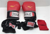 2 Everlast Boxing Gloves And Black Wraps