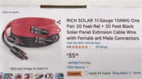 New 20ft Rich Solar Extension Cord 10gauge