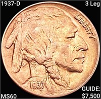 1937-D 3 Leg Buffalo Nickel