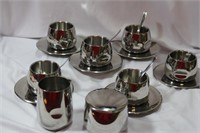 Set of 19 Modern Style Metal Tea of Coffee Set
