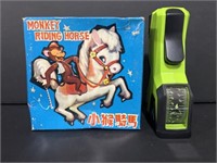 Vintage Monkey Riding Horse Toy in Original Box