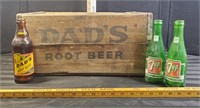 Vintage Dad's Root Beer wooden crate, and b