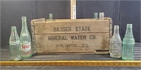 Badger State wood crate with a variety of vintage