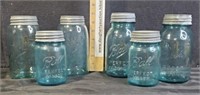 Assorted Ball Mason fruit jars with zinc lids