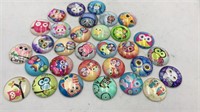 30pcs New Cute Owls Glass Beads With Adhesive Back