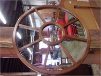 Excellent Wagon Wheel Teak Wall Mirror