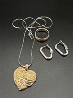 Necklace, Pendant, Ring & Earrings Mkd. 925,  20.7