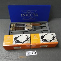 Invicta Watch Bands & (2) Airplane Headphones