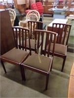 Dark Teak Slat Back Mid Century Side Chairs