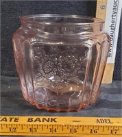 Pink depression glass cookie jar