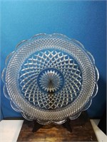Large Pattern glass platter with scalloped edges
