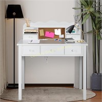 Home Office Desk with Detachable Hutch, White