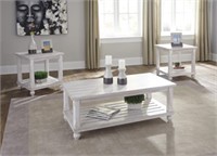 Ashley T488 Antique White 3 pc Coffee & End Tables