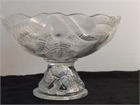 1980s Pedestal Fruit Bowl Fruit & Leaf Pattern