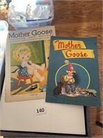 2 VTG Mother Goose Books Linen Like