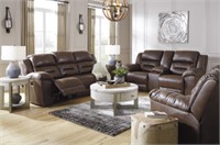 ASHLEY STONELAND CHOCOLATE RECLINING SOFA & LOVE