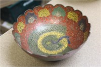 Oriental Enamel Phoenix Bowl