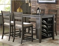 ASHLEY ROKANE COUNTER HEIGHT TABLE & 4 BARSTOOLS