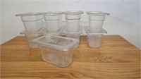 9 CAMBRO SMALL PLASTIC CLEAR OBLONG INSERTS W LIDS