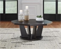 ASHLEY CHASINFIELD DARK BROWN HEXAGON COFFEE TABLE