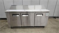 NEW 6' S/S 3 DR REFRIGERATED PREP CABINET ON WHEEL