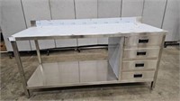 APPROX. 6' S/S 2 TIER WORK COUNTER W 4 DRAWERS