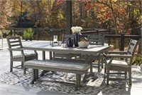ASHLEY VISOLA 6-PC OUTDOOR TABLE & CHAIRS W/ BENCH