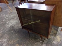 Petite Teak Bookcase with Sliding Glass