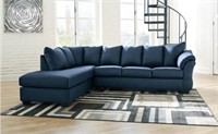 ASHLEY DARCY 2-PICE BLUE SECTIONAL WITH CHAISE