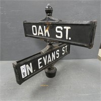 Nice Early Metal Cross Road Street Sign