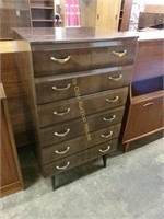 High Gloss Lacquer Teak Mid Century 6 Drawer Chest