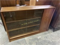 Teak Sliding Glass Bookcase with Cupboard