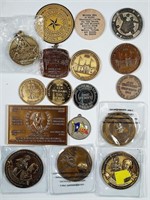 17 Medals and tokens. Some masonic from Texas