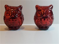 2pc Metallic Red Glass Owl Decorations India