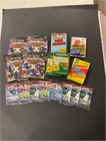 Sealed baseball cards and figures