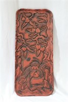 A Vintage Cinnabar on Wood Tray or Panel