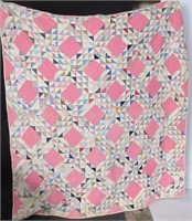 Vtg Handstitched Twin/ Full Quilt Has Wear