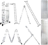 $150  LUISLADDERS 15.5FT Aluminum Ladder 7 in 1