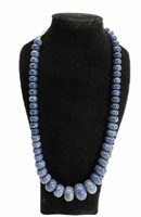 J.King Blue Polished Stone Necklace 20" .925 Clasp