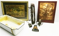 Nice Vintage Items,Enamel Pan,Copper Picture,Etc